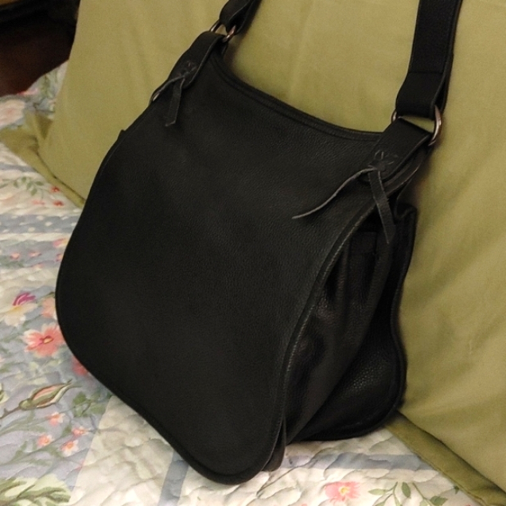 JOYUS 100% BLACK PEBBLE LEATHER HOBO HANDBAG